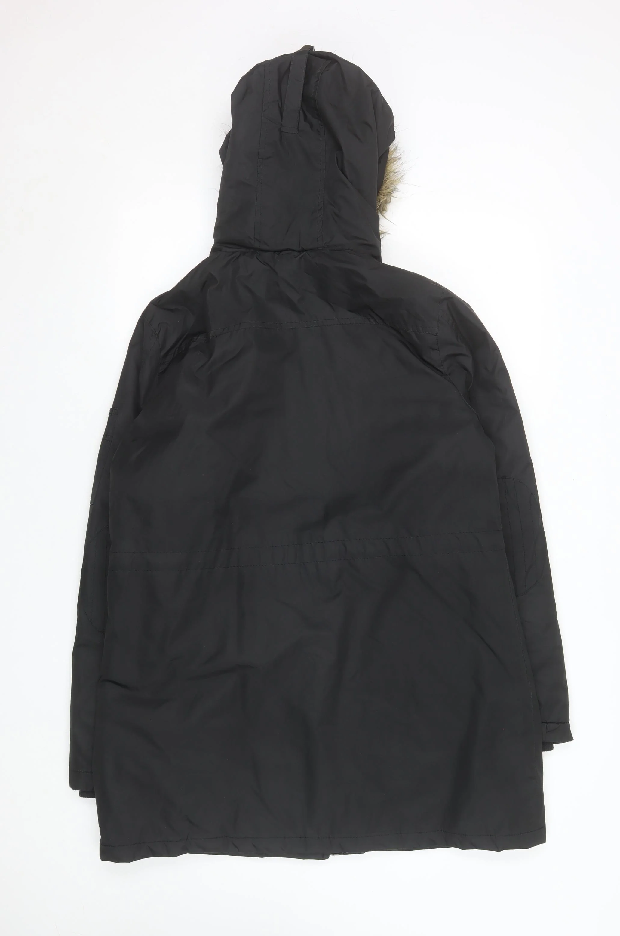 Fluid Womens Black Faux Fur Hooded Parka Coat Size 12 - Image 3