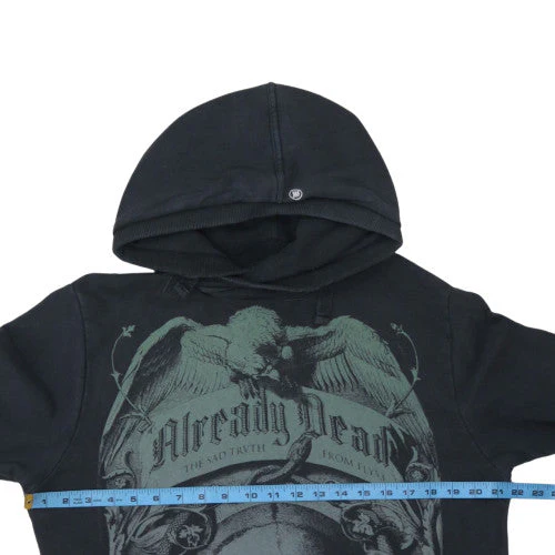 Fly53 Men's Black Already Dead Skull Graphic Pullover Hoodie Size L - Image 2