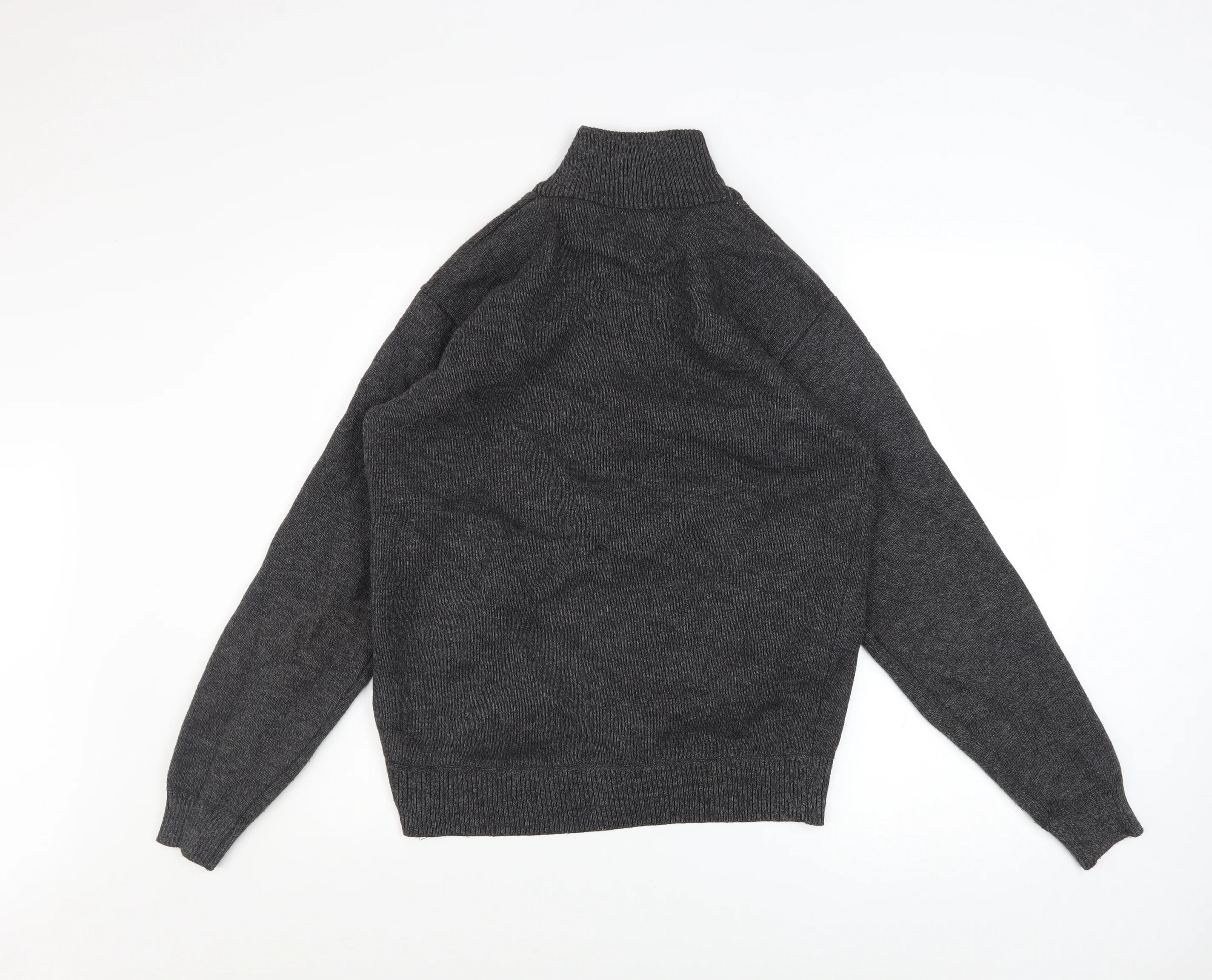 Foglie Rosse Men's Grey Wool Blend Full Zip Knit Jacket M - Image 3