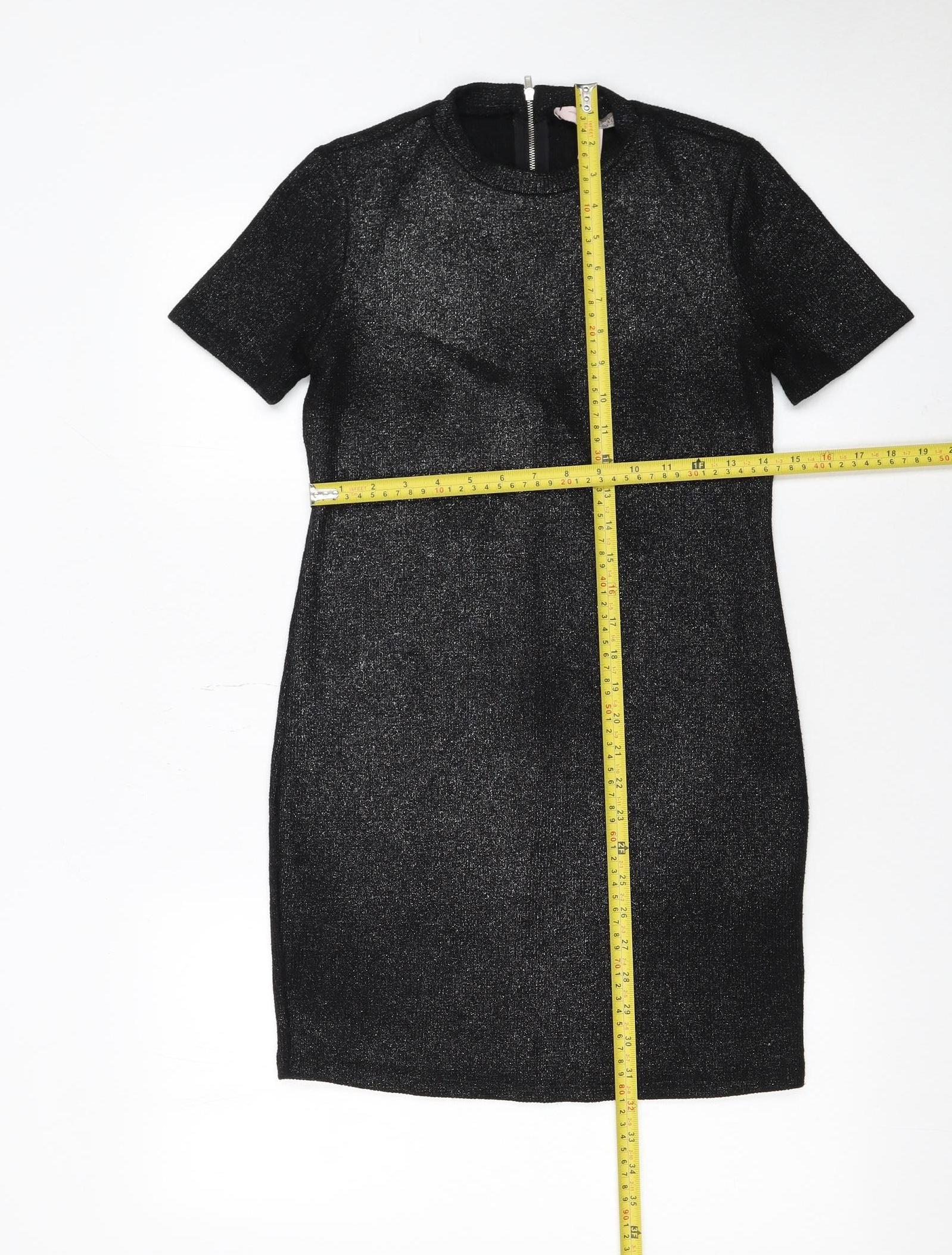 Forever 21 Women Black Small Bodycon Knee Length Party Dress - Image 2