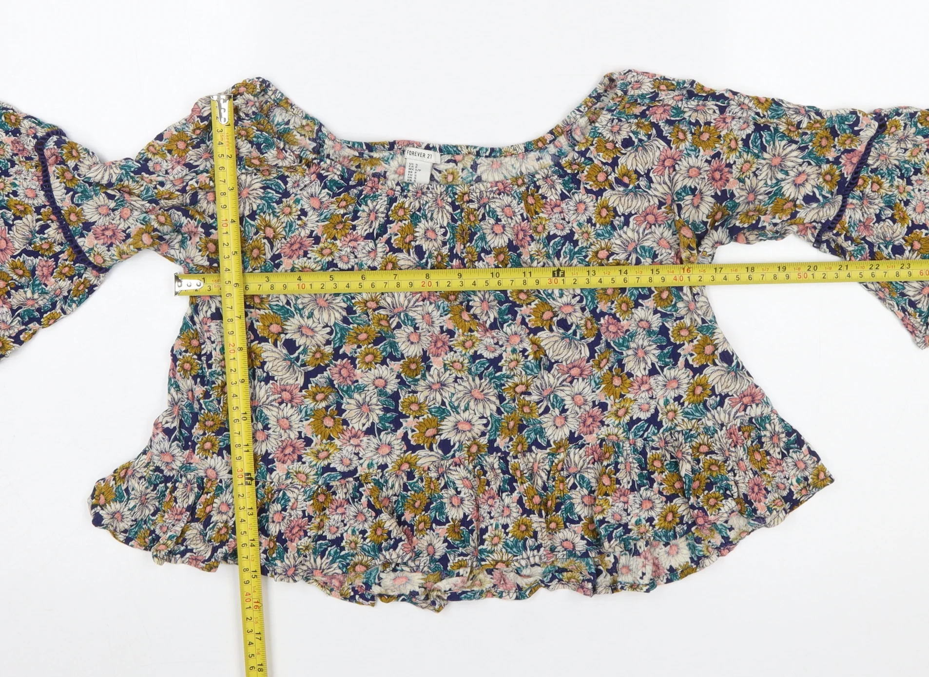 Forever 21 Women's Multicoloured Floral Boho Ruffle Blouse Size S - Image 2