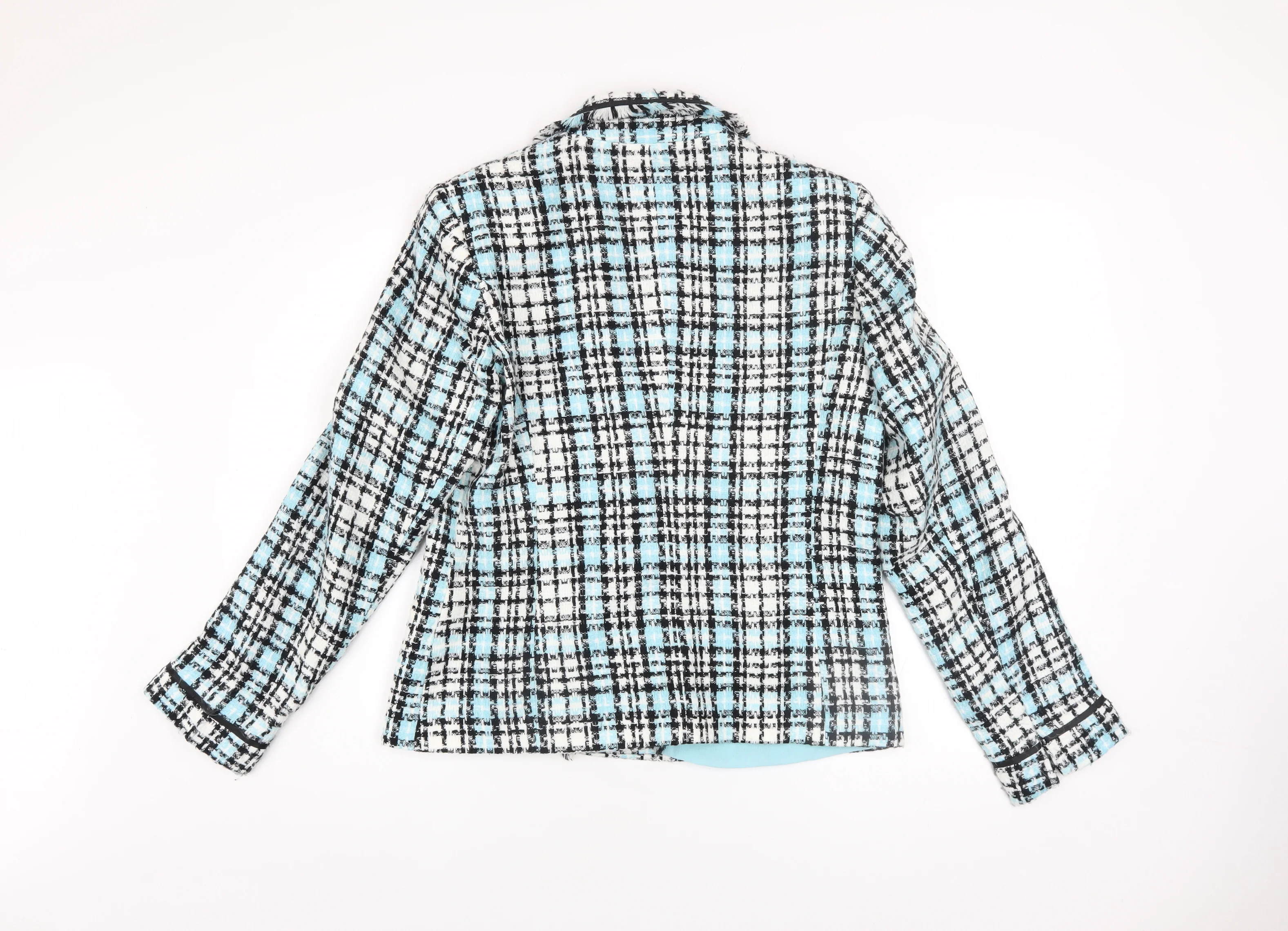 Fosby Design Women's Blue Check Tweed Blazer Jacket Size 16 - Image 3