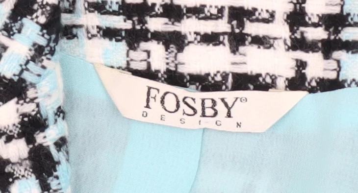 Fosby Design Women's Blue Check Tweed Blazer Jacket Size 16 - Image 5