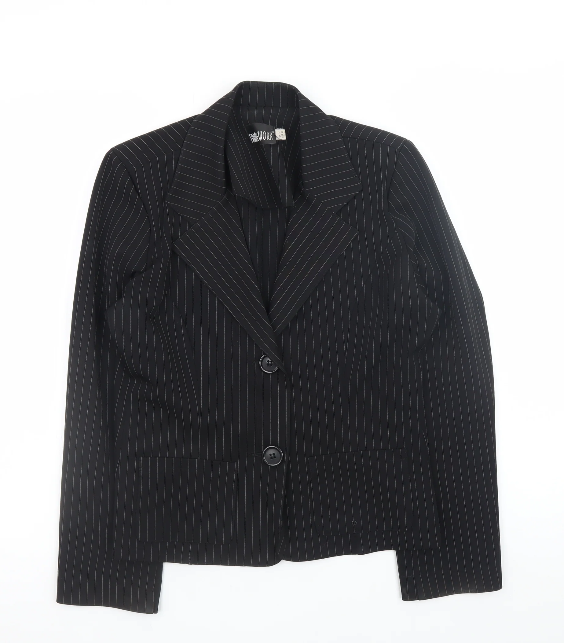 FRAME-WORK Women's Black Pinstripe Blazer Jacket UK 14