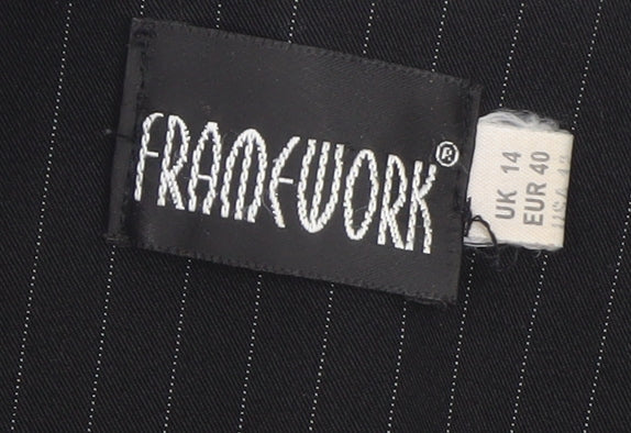 FRAME-WORK Women's Black Pinstripe Blazer Jacket UK 14 - Image 5