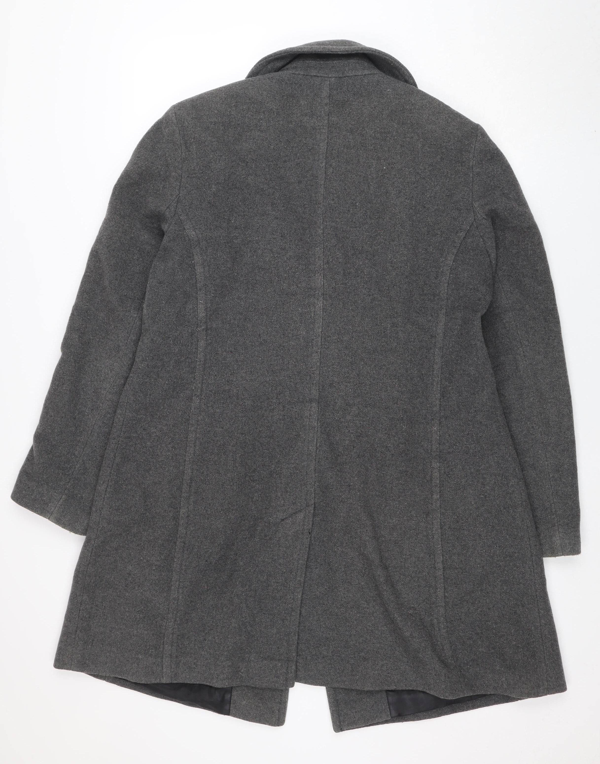 Franca Luca Women's Grey Wool Blend Mid-Length Overcoat Size 18 - Image 3