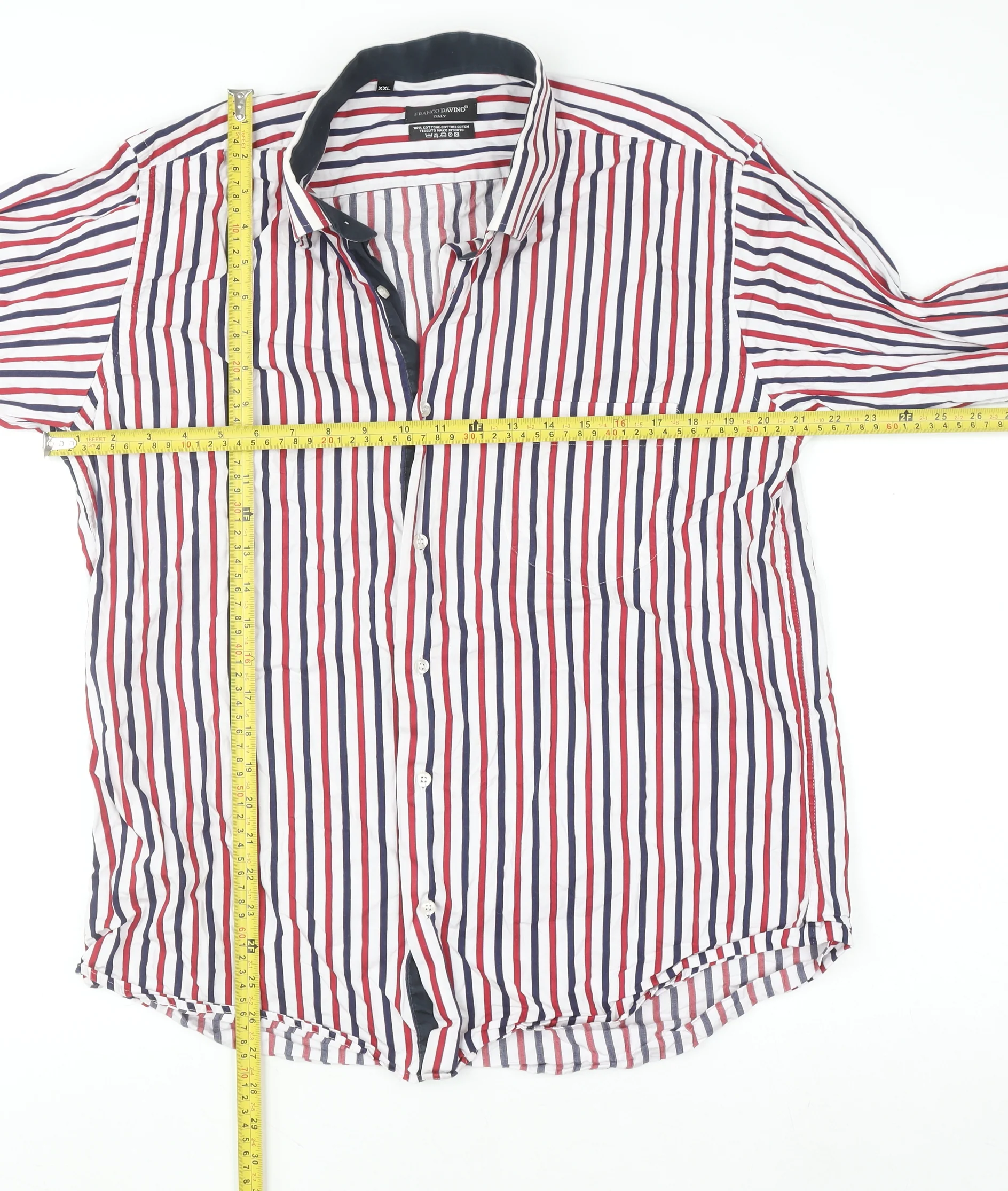 Franco Davino Men's Multicoloured Striped 2XL Cotton Button-Up Shirt - Image 2