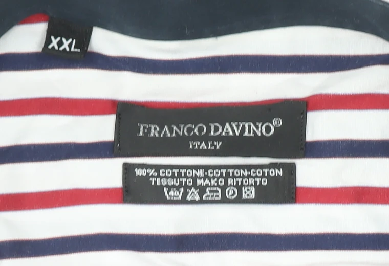 Franco Davino Men's Multicoloured Striped 2XL Cotton Button-Up Shirt - Image 4