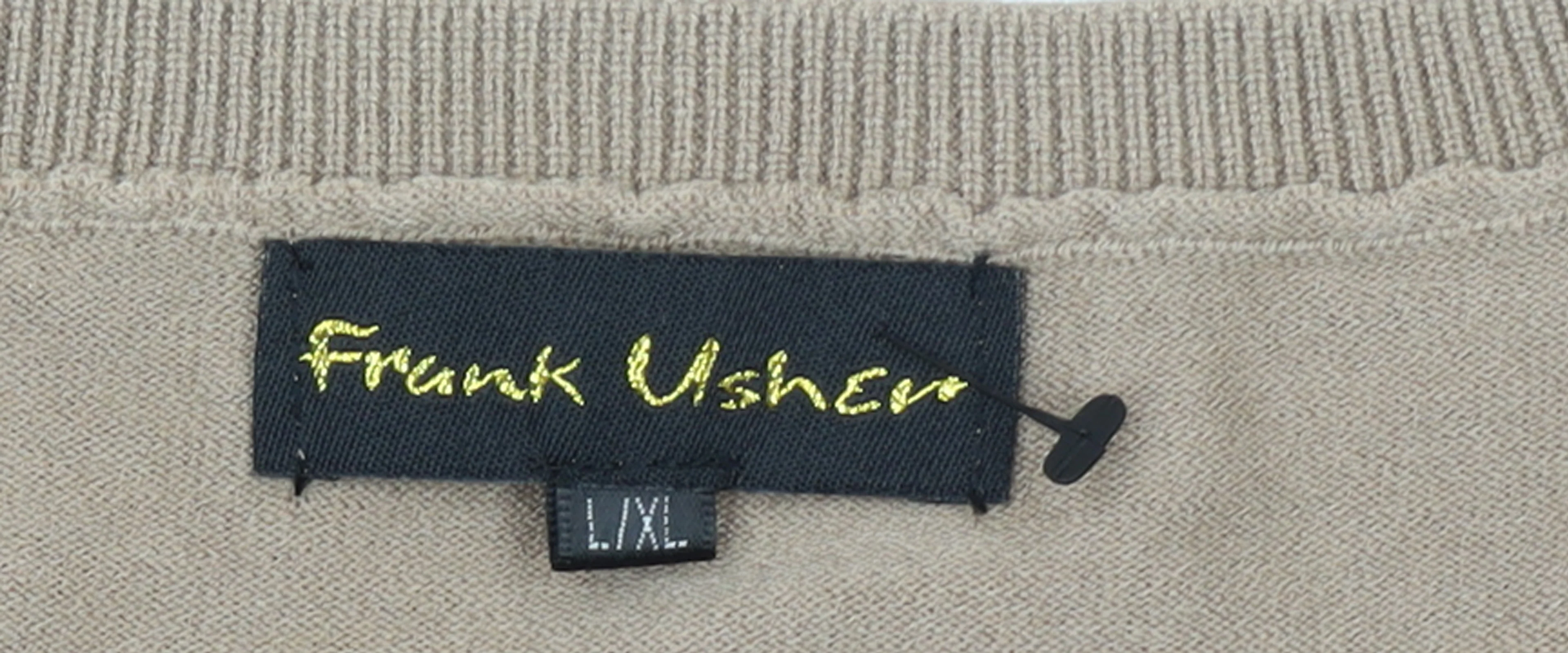 Frank Usher Women's Beige Striped Pullover Jumper L/XL Crew Neck - Image 4