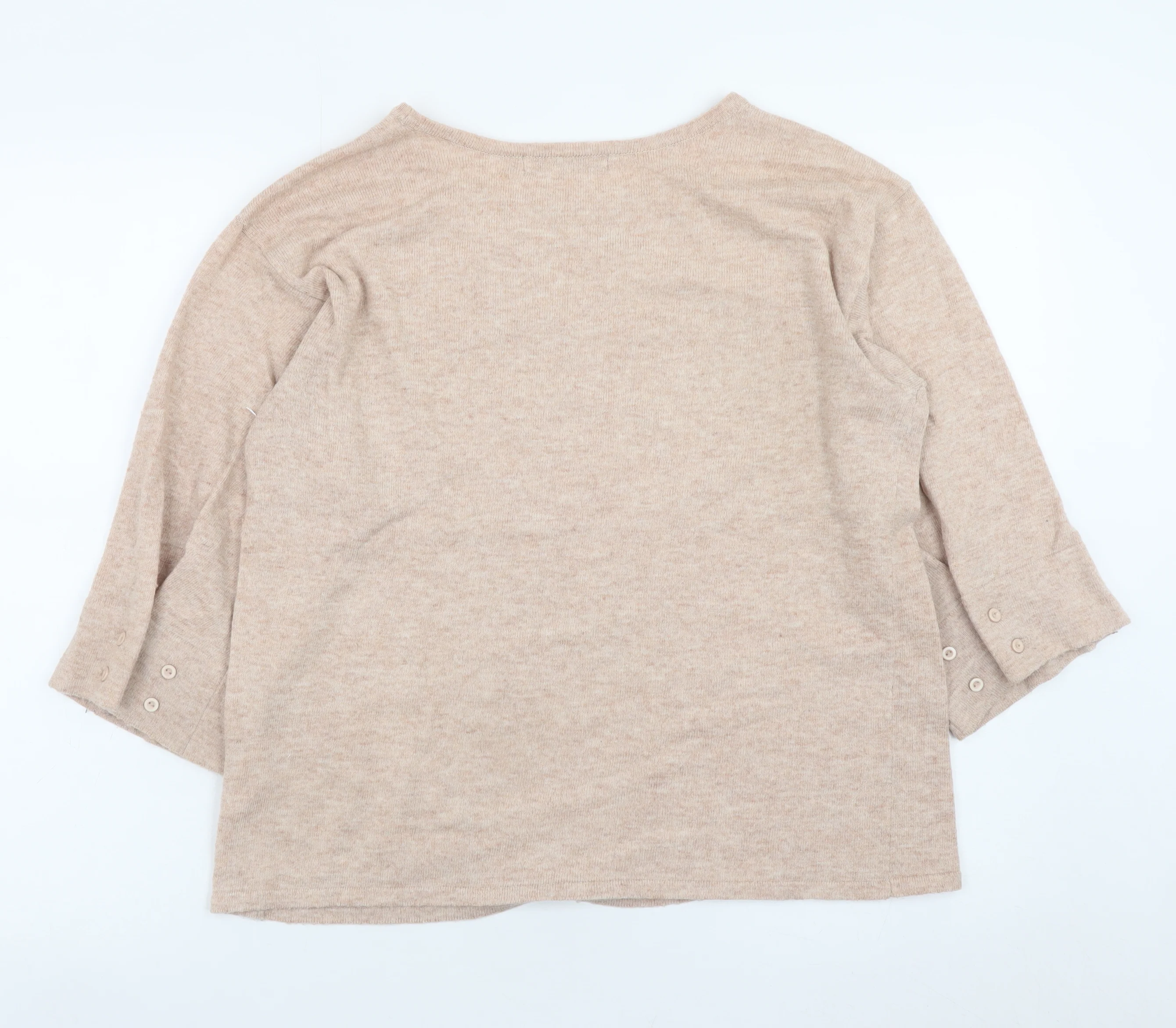Fransa Womens Beige Wool Blend Boat Neck Pullover Jumper XS - Image 3