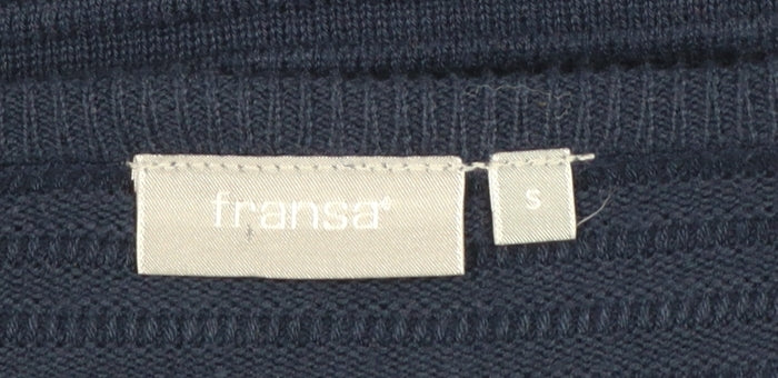 Fransa Women's Blue V-Neck Knit Pullover Jumper Size S - Image 4
