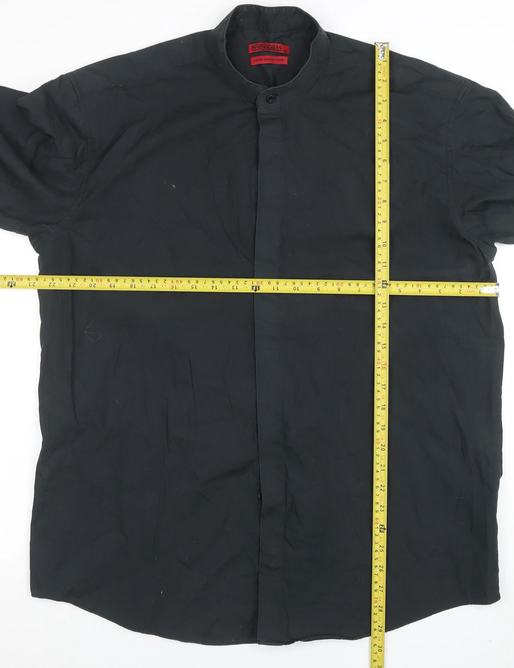 Frascati Men's Black 40 Regular Fit Band Collar Long Sleeve Dress Shirt - Image 2