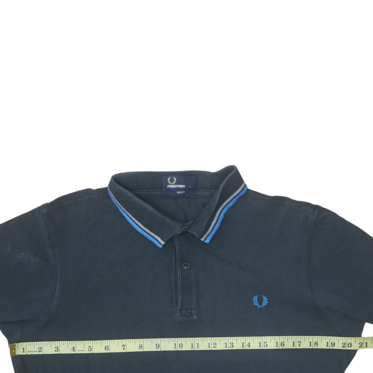 Fred Perry Men's Black Slim Fit Polo Shirt L Cotton Laurel Logo - Image 3