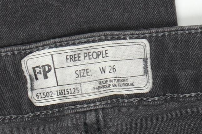 Free People Women’s Grey Stretch Straight Jeans W26 Mid Rise - Image 4