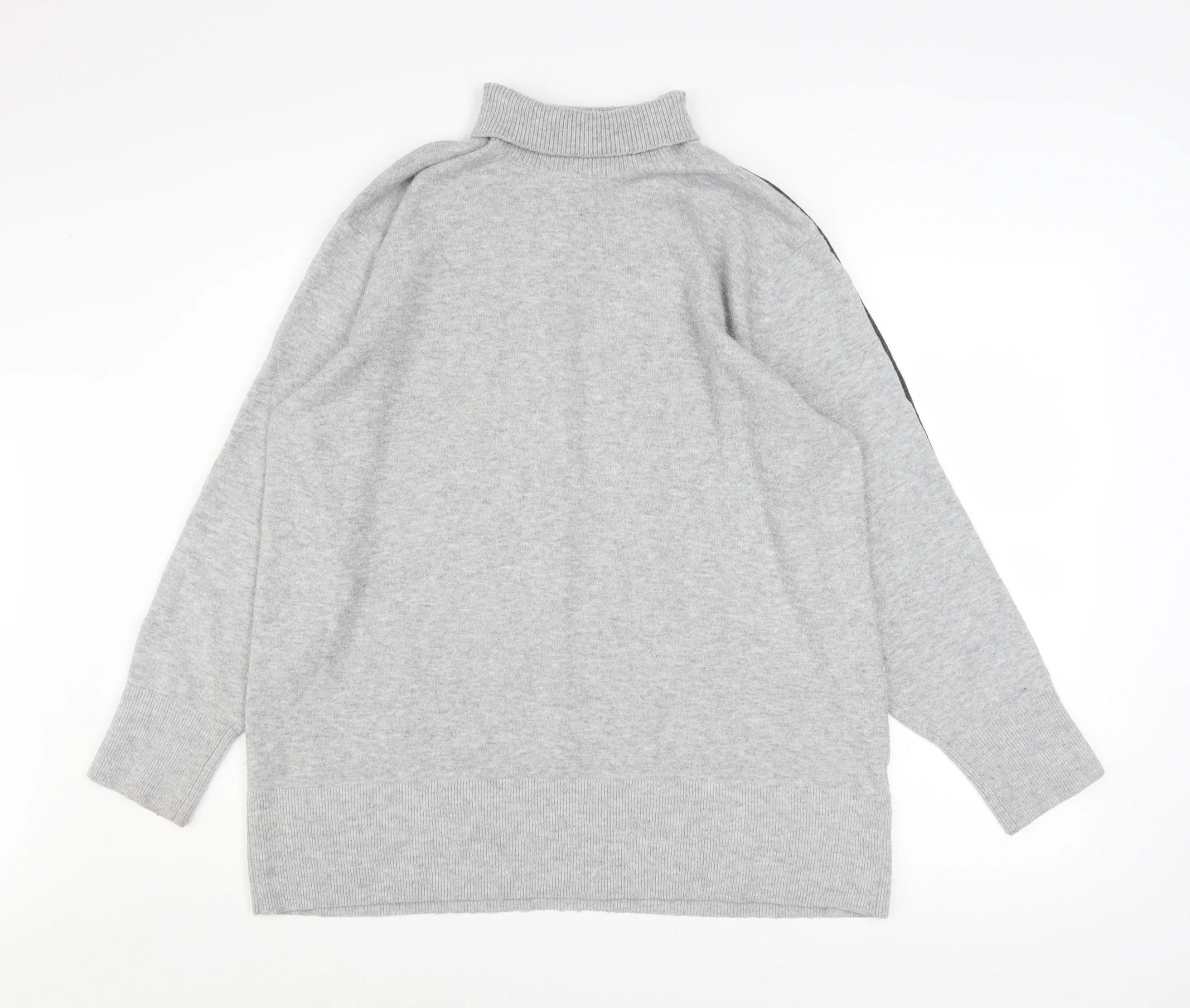 French Connection Men Grey High Neck Wool Blend Pullover Jumper Size M