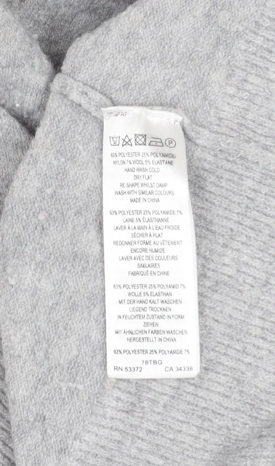 French Connection Men Grey High Neck Wool Blend Pullover Jumper Size M - Image 5