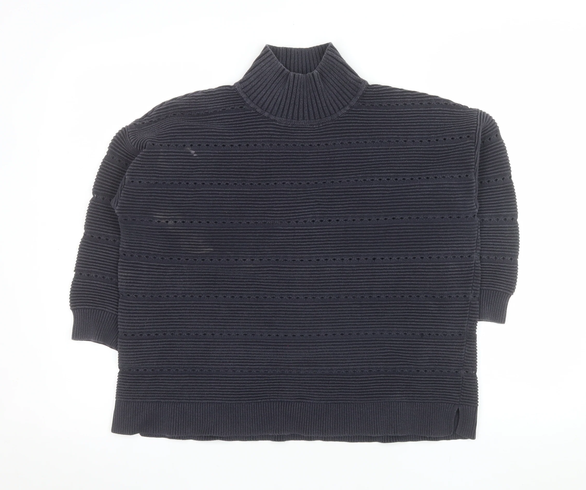 French Connection Men’s Blue Roll Neck Chunky Knit Jumper Size S