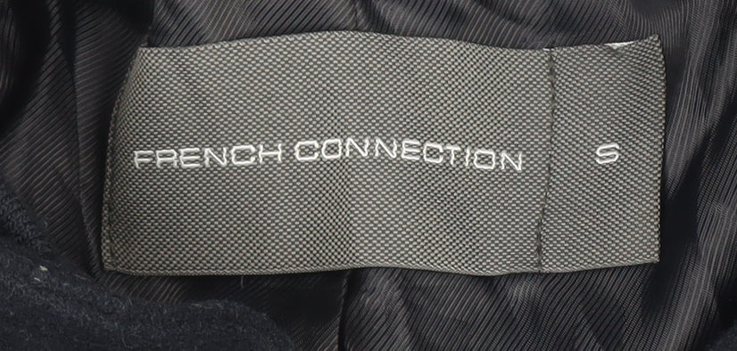 French Connection Men's Black Wool Pea Coat Jacket Size S Winter Smart - Image 4