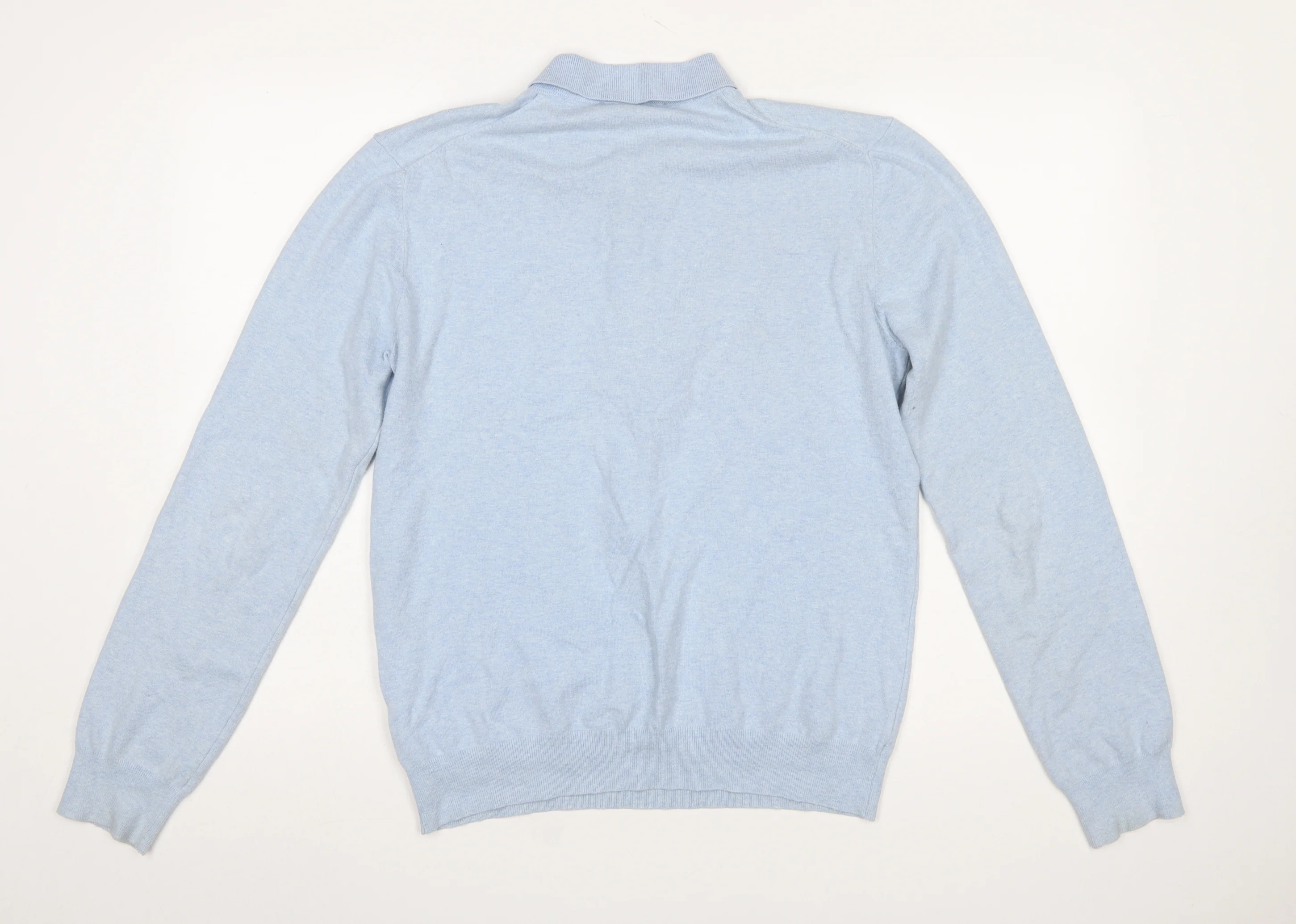 French Connection Men's Blue Collared Henley Jumper Size S - Image 3