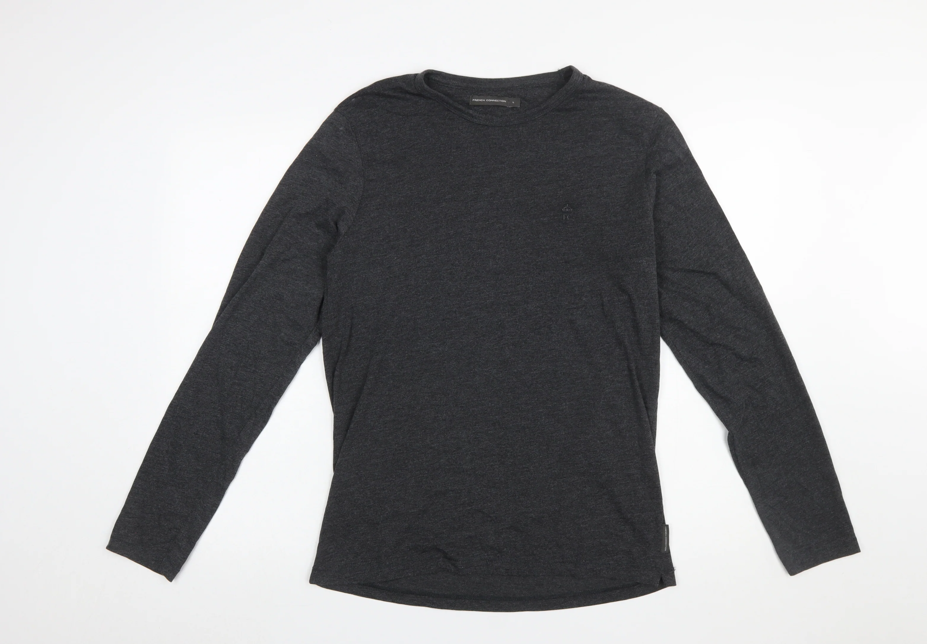 French Connection Men's Grey Long Sleeve Cotton T-Shirt L