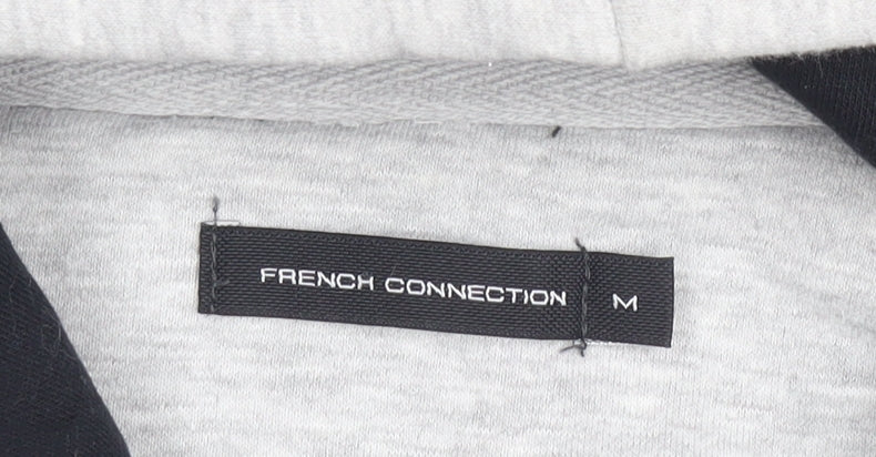 French Connection Men's Grey Pullover Hoodie M Logo Cotton Blend - Image 4
