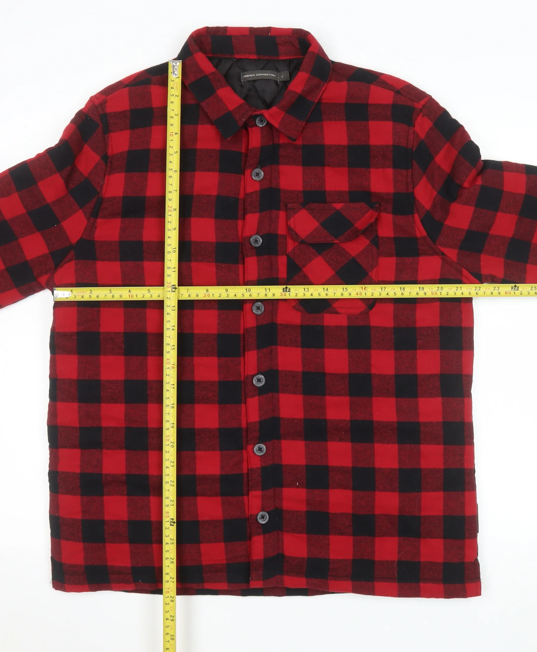 French Connection Men's Red Checked Flannel Jacket L - Image 2