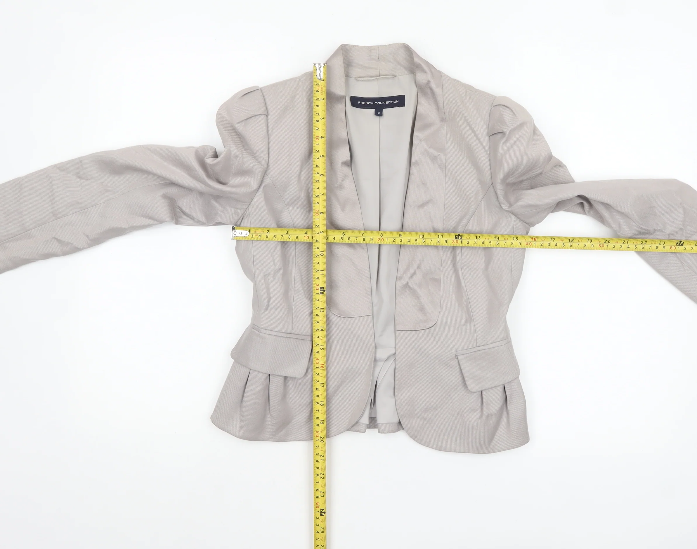 French Connection Women’s Beige Tailored Shawl Blazer Size 8 - Image 2