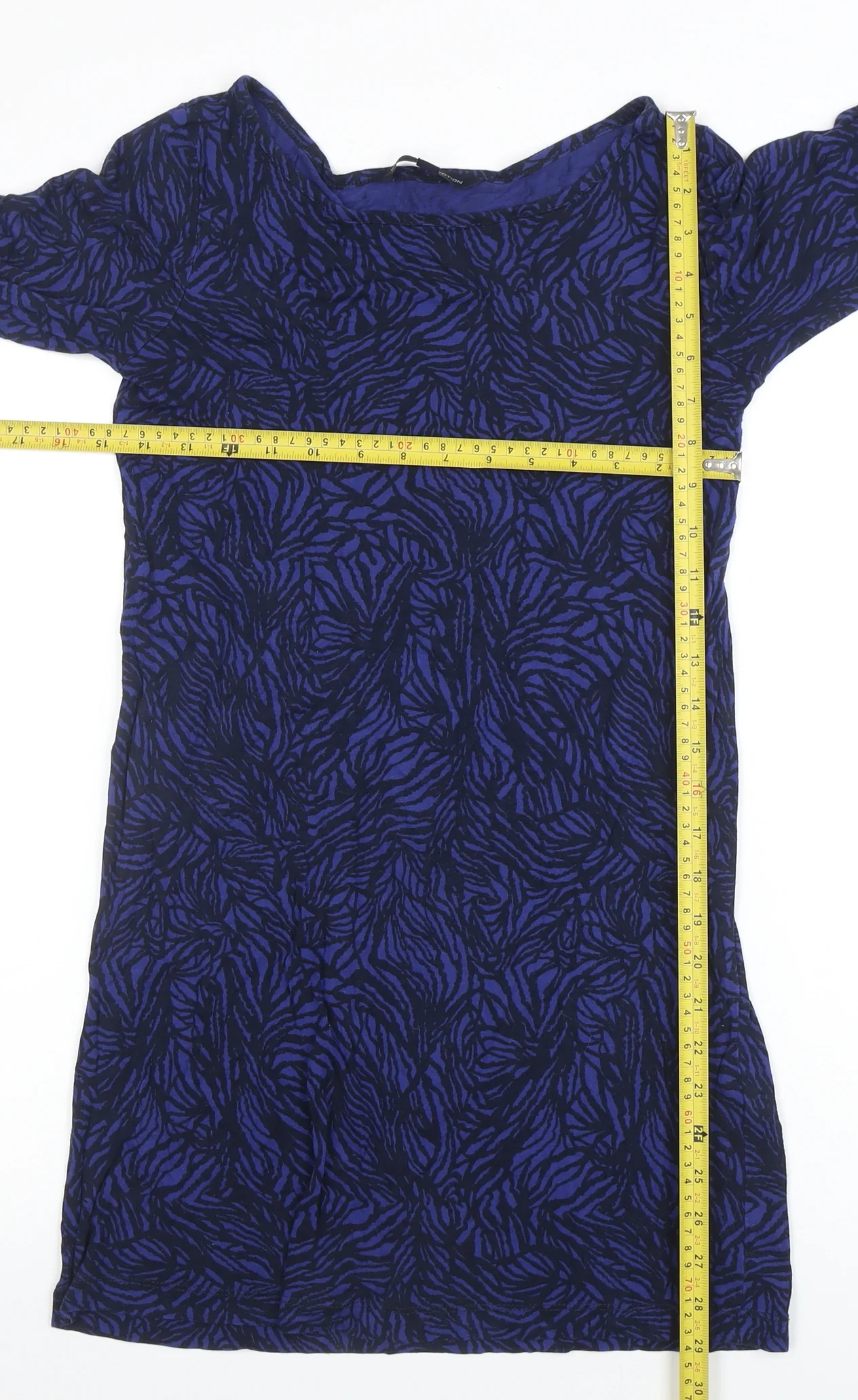 French Connection Women's Blue Animal Print Bodycon Dress Size S - Image 2