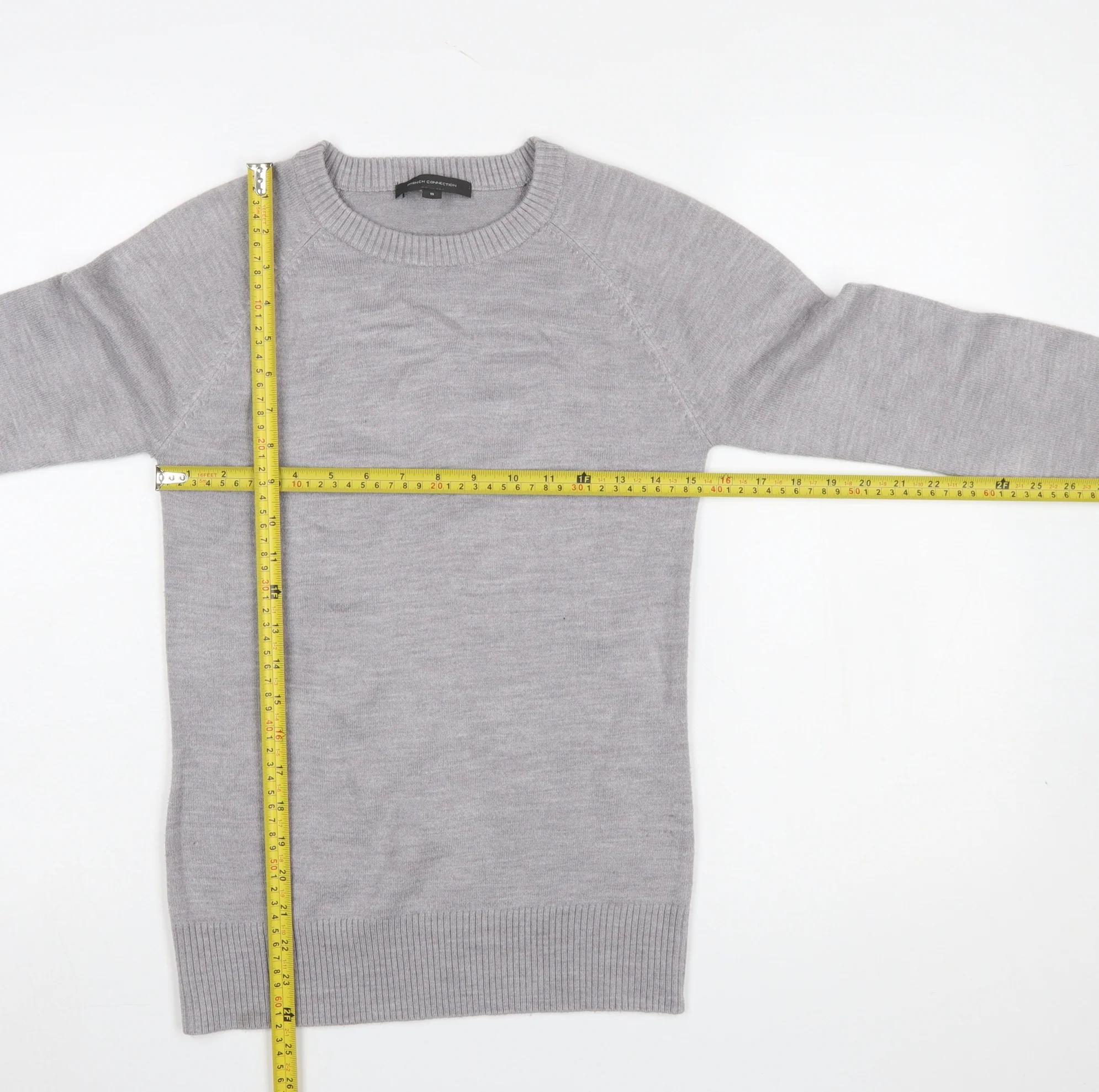 French Connection Women's Grey Crew Neck Knit Jumper Size S - Image 2