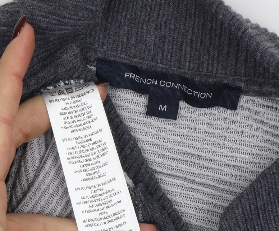 French Connection Women's Grey Mock Neck Short Sleeve Pullover Jumper M - Image 4