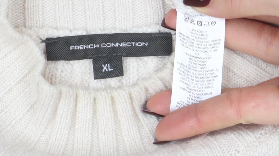 French Connection Womens Ivory Cable-Knit Wool Sleeveless Mock Neck Vest XL - Image 4