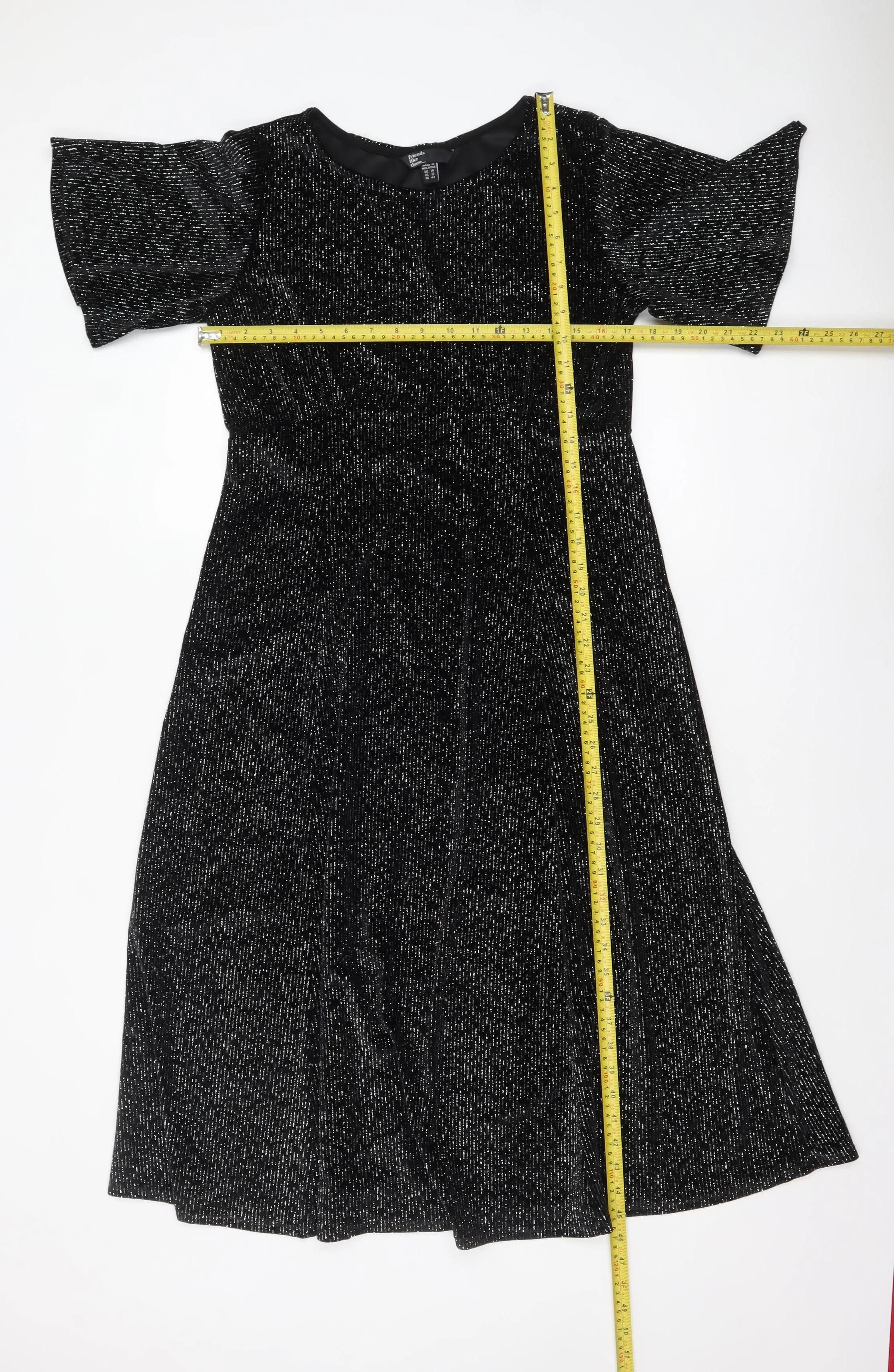 Friends Like These Women’s Black Glitter Velvet Midi Fit & Flare Dress Size 14 - Image 2