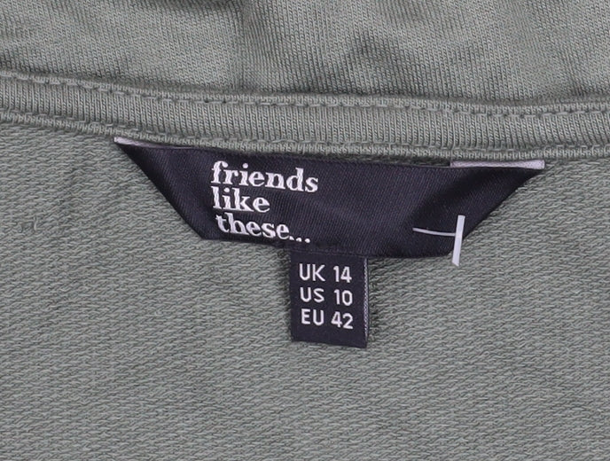 Friends Like These Women’s Green V-Neck Jersey Long Sleeve Top Size 14 - Image 4