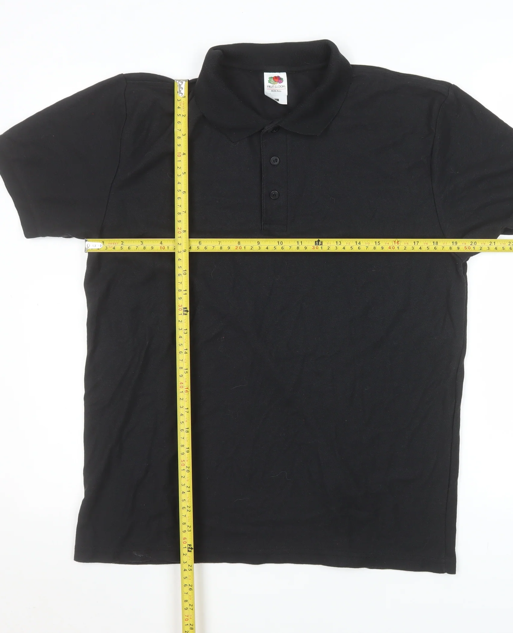 Fruit of the Loom Men's Black L Polo Shirt Cotton Blend - Image 2