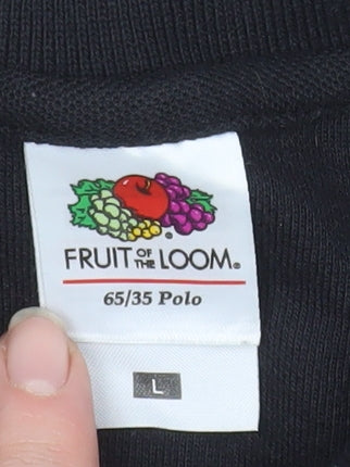 Fruit of the Loom Men's Black L Polo Shirt Cotton Blend - Image 4