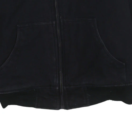 FSBN Men's Black Hooded Bomber Jacket Size M Full Zip Cotton Blend - Image 8