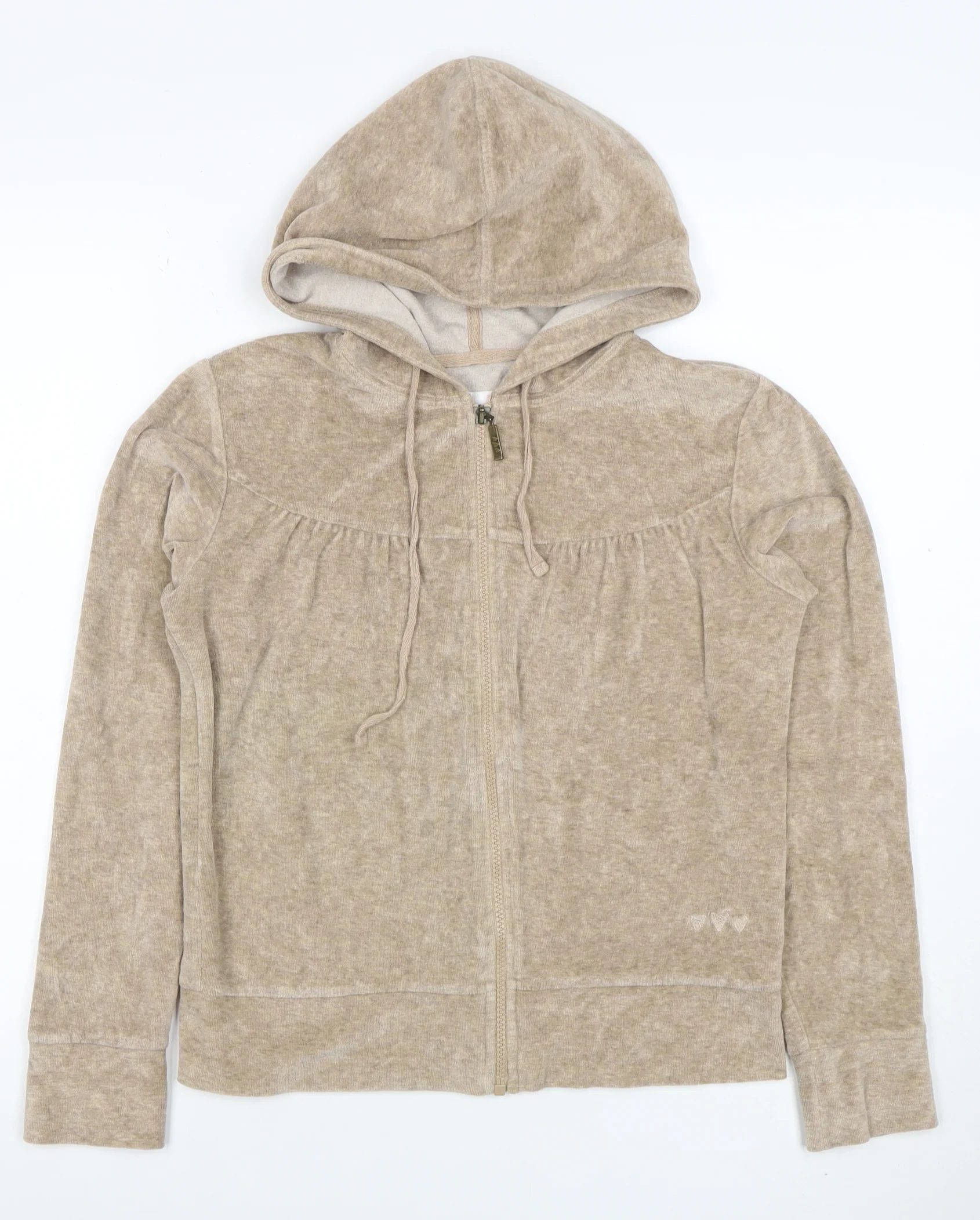 Fun Jeans Womens Beige Full Zip Hoodie Size M Casual Soft Cotton Blend