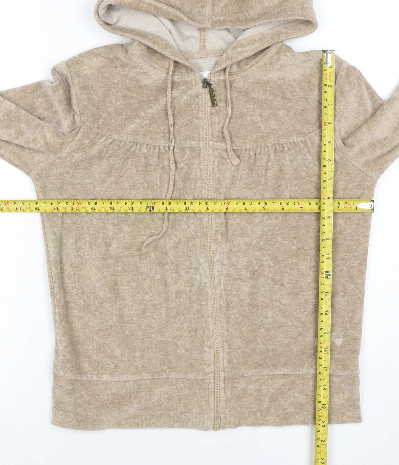 Fun Jeans Womens Beige Full Zip Hoodie Size M Casual Soft Cotton Blend - Image 2