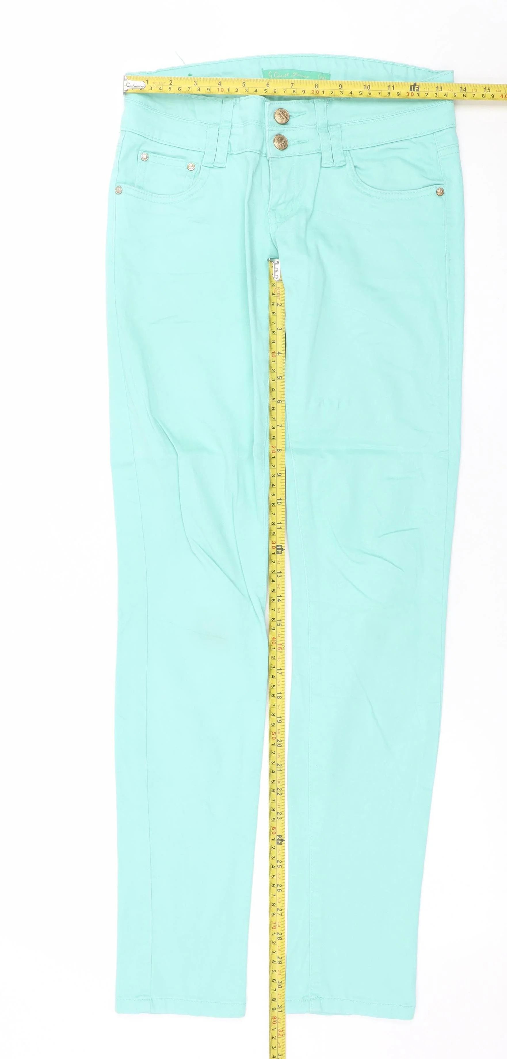 G. Cause Women’s Green Skinny Jeans 28 Slim Fit Stretch Mid Rise - Image 2