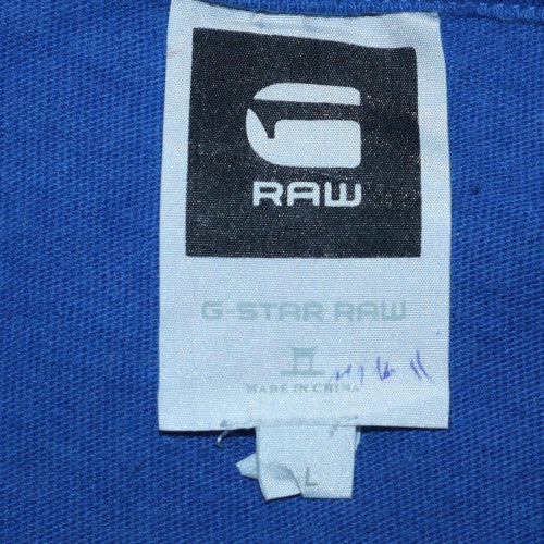 G-Star RAW Men's Blue Graphic Cotton Crew Neck T-Shirt Size M - Image 5