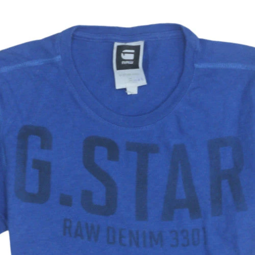 G-Star RAW Men's Blue Graphic Cotton Crew Neck T-Shirt Size M - Image 8