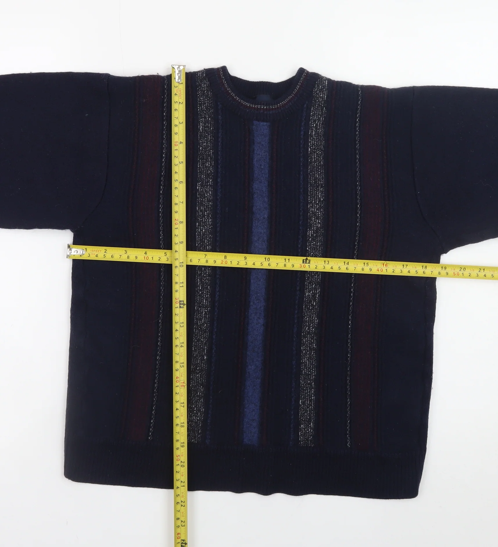 Gabicci Boys Navy Striped Pullover Jumper XL Merino Wool Acrylic Blend - Image 2