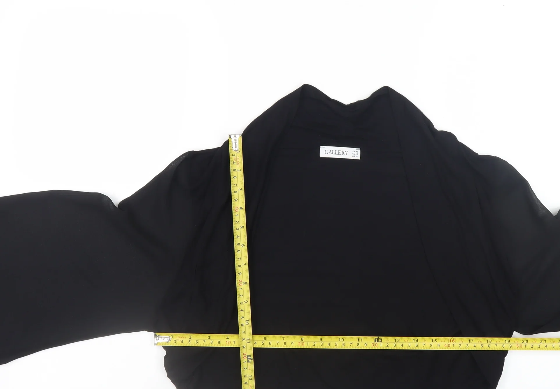 Gallery Women Black Size 16 Kimono Sleeve Cropped Wrap Top - Image 2