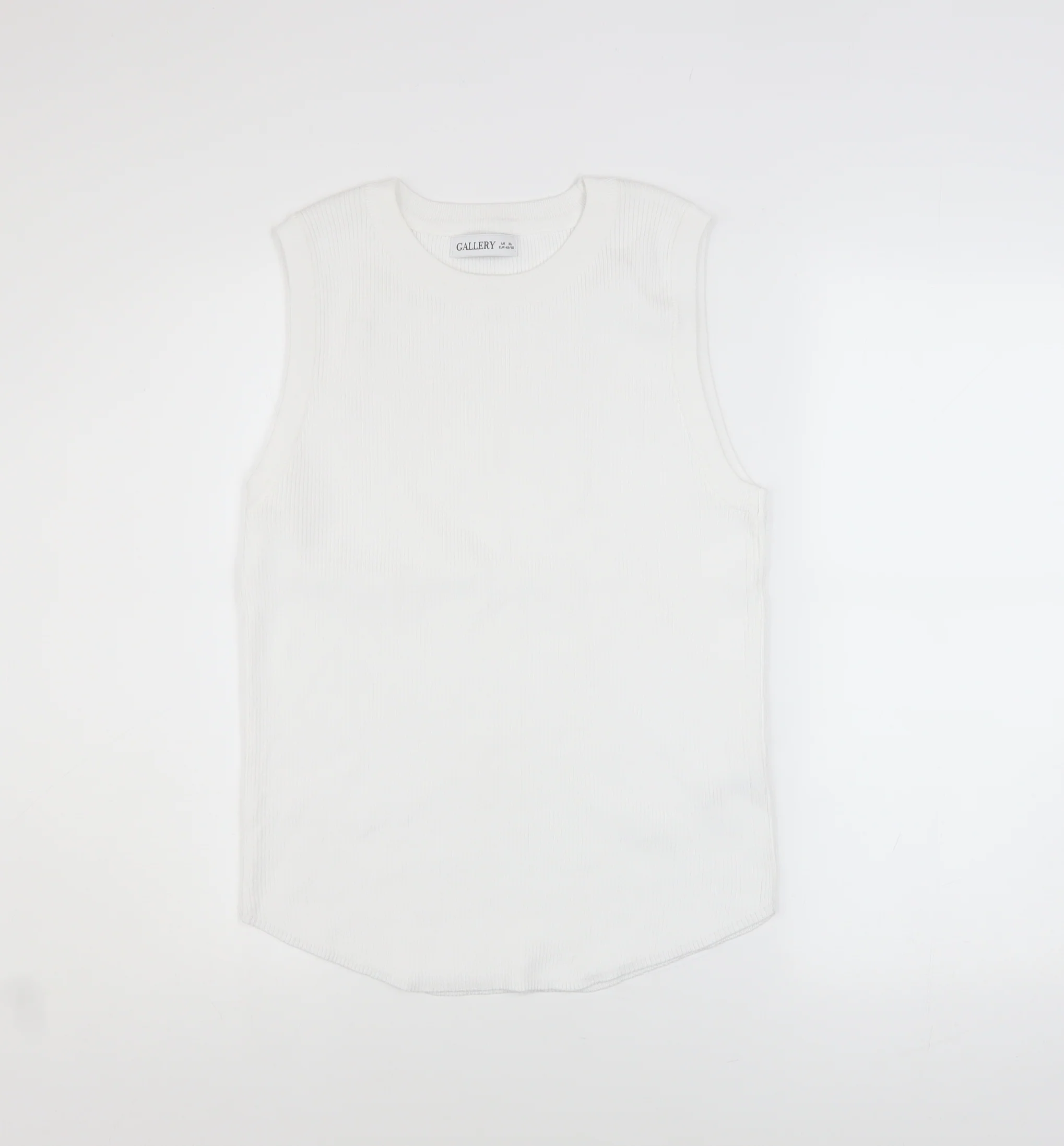 Gallery Women’s White Knit Tank Top XL Basic Sleeveless