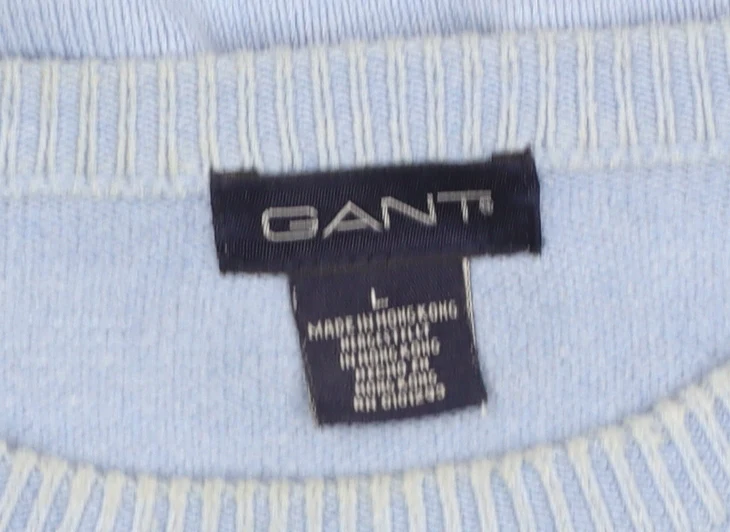 GANT Men’s Blue Cotton Crew Neck Pullover Jumper Size L - Image 4