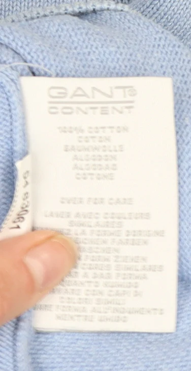 GANT Men’s Blue Cotton Crew Neck Pullover Jumper Size L - Image 5