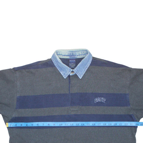 GANT Men's Blue Striped Collared Pullover Sweatshirt L - Image 3