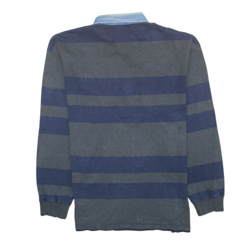 GANT Men's Blue Striped Collared Pullover Sweatshirt L - Image 4