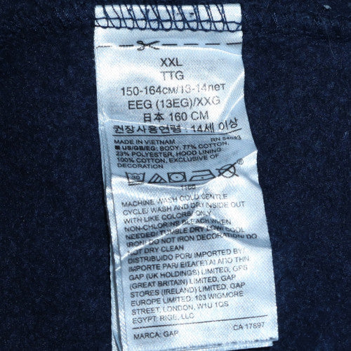 GAP Boys Blue Full Zip Fleece Hoodie 14-15 Years Logo Front Sweatshirt - Image 5