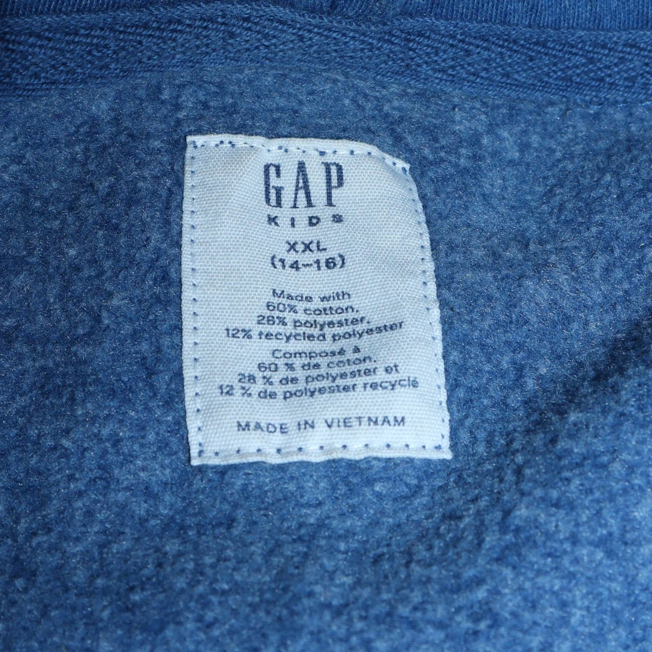 GAP Boys Blue Full Zip Hoodie 14-16 Years Logo Fleece Sweatshirt - Image 5